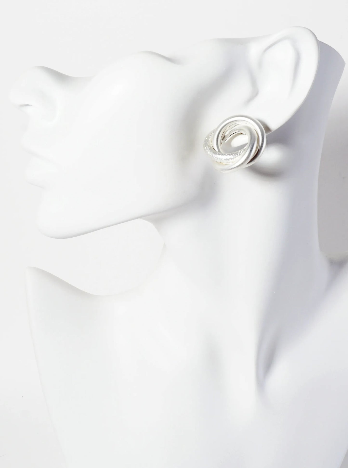 Textured Metal Three Interlocking Circle Post Earrings