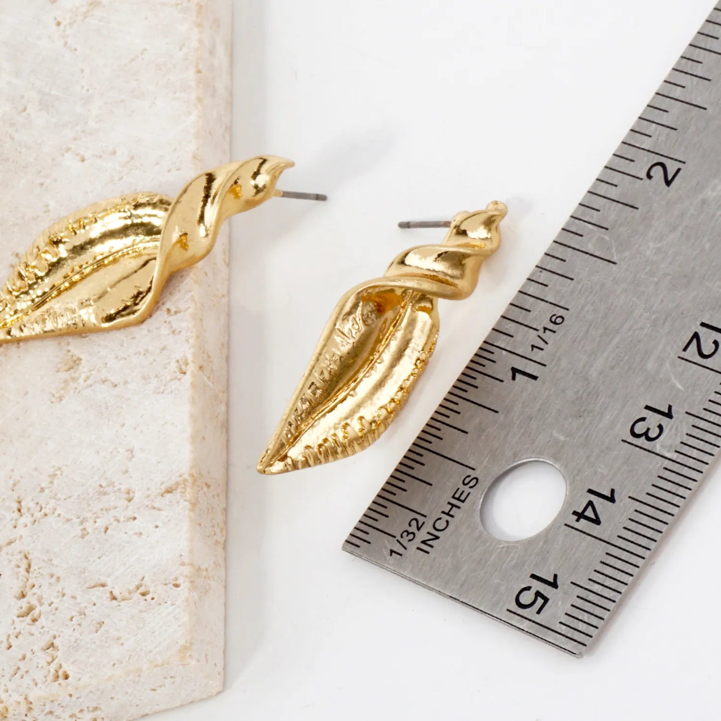 Textured Metal Twisted Leaves Drop Earrings With-Titanium-Post