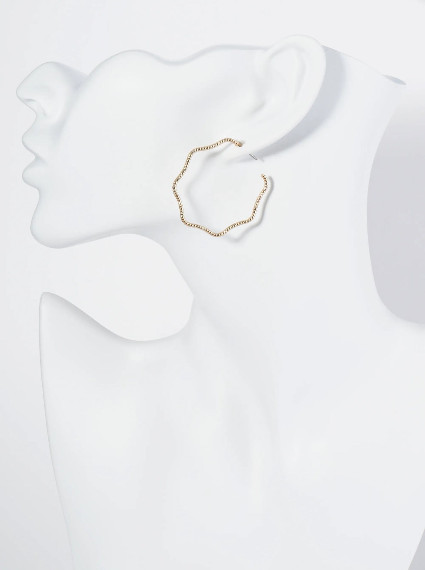 Textured Metal Wavy Open Hoop Earrings