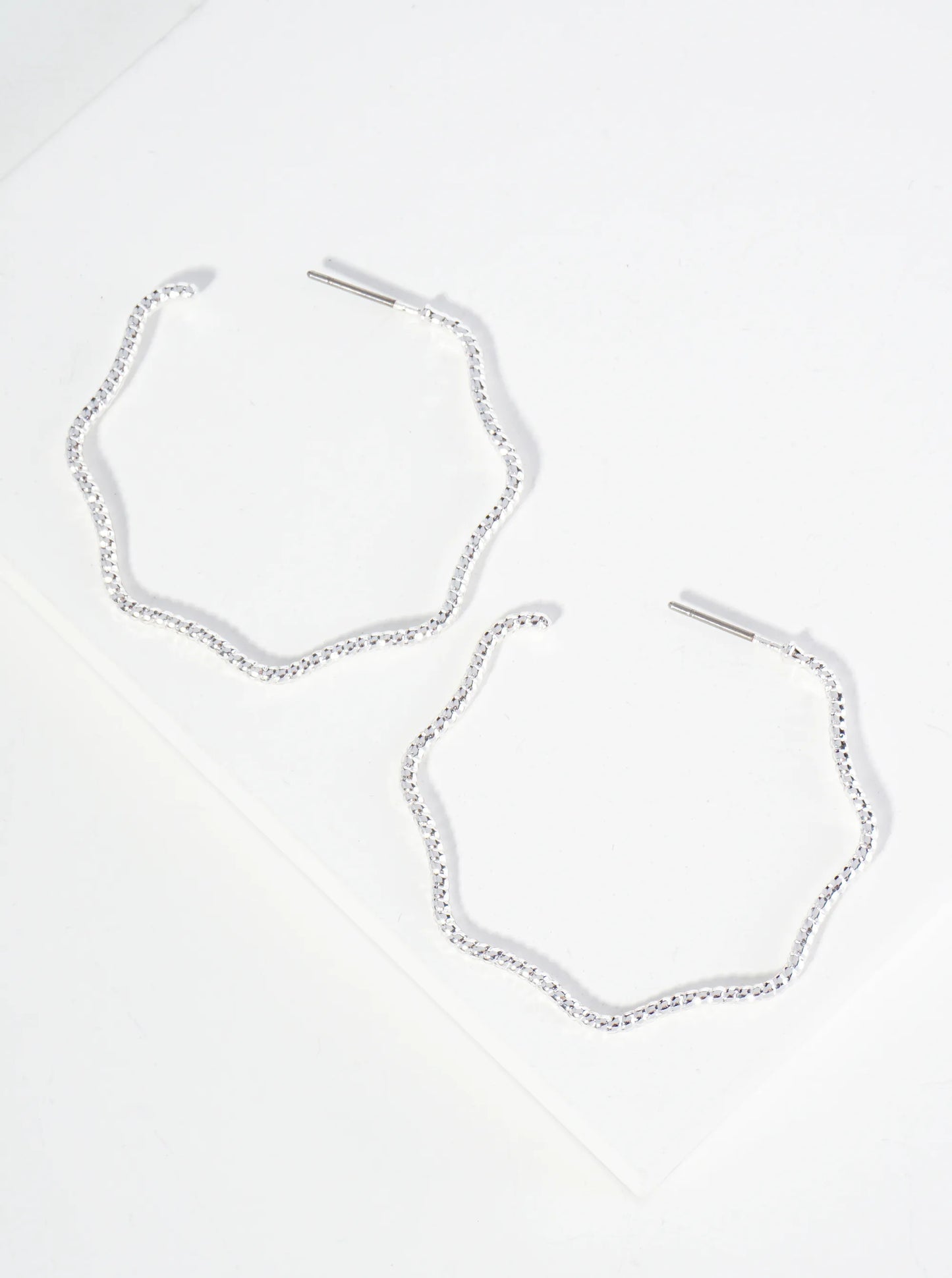 Textured Metal Wavy Open Hoop Earrings