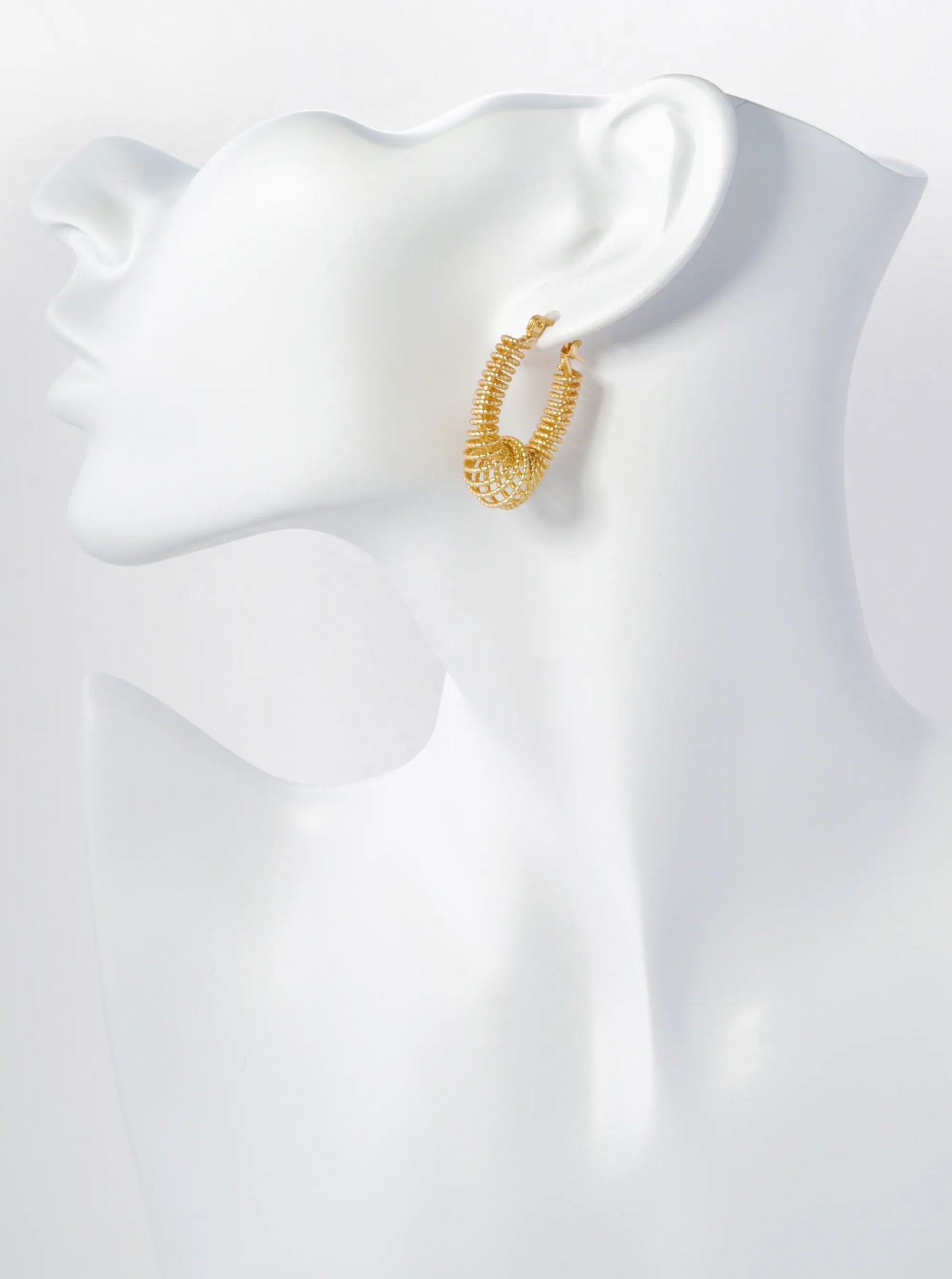 Textured Metal Wire Spiral Oval Hoop Earrings