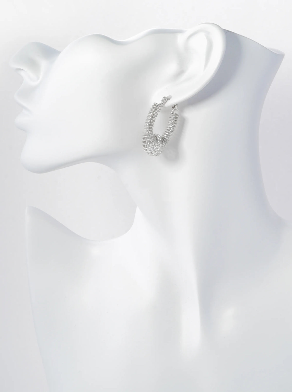 Textured Metal Wire Spiral Oval Hoop Earrings