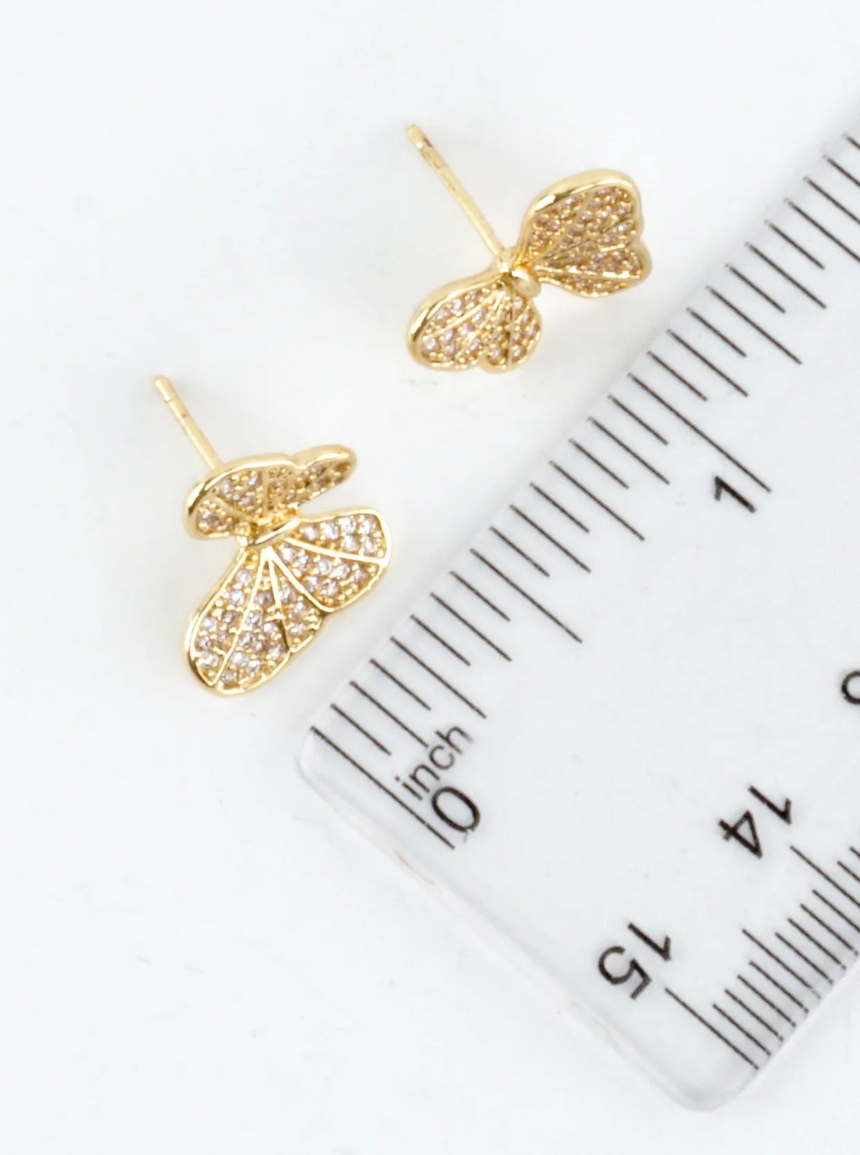Textured Micro Pave Butterfly CZ Stud Earrings