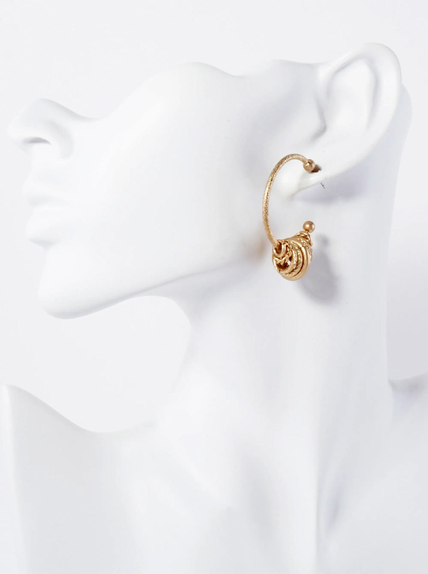 Textured O-Ring Accent 30mm Open Hoop Earrings