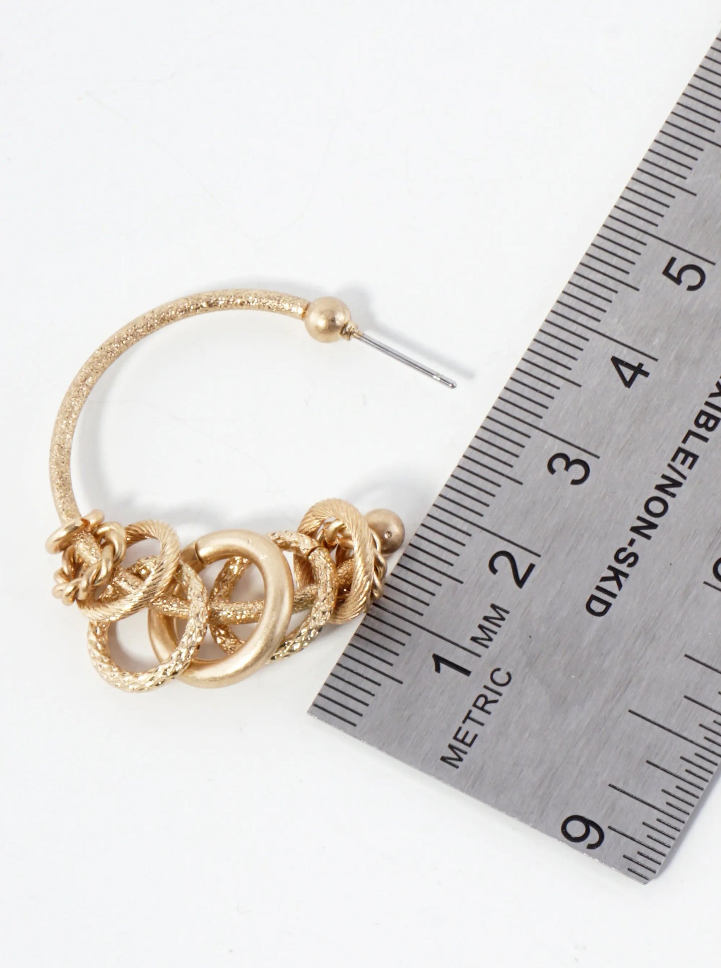 Textured O-Ring Accent 30mm Open Hoop Earrings