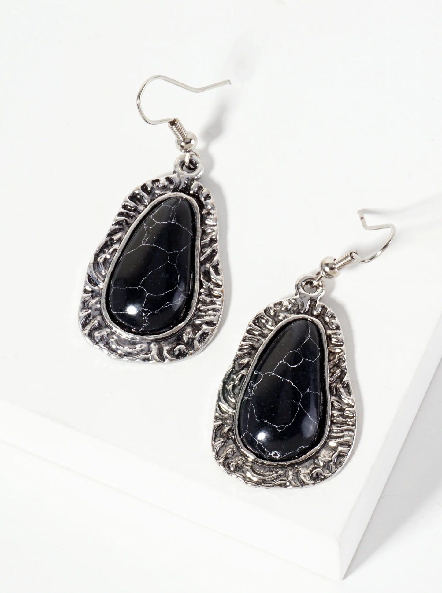 Textured Organic-Shaped Semi-Precious Natural-Stone Western Dangle Earrings