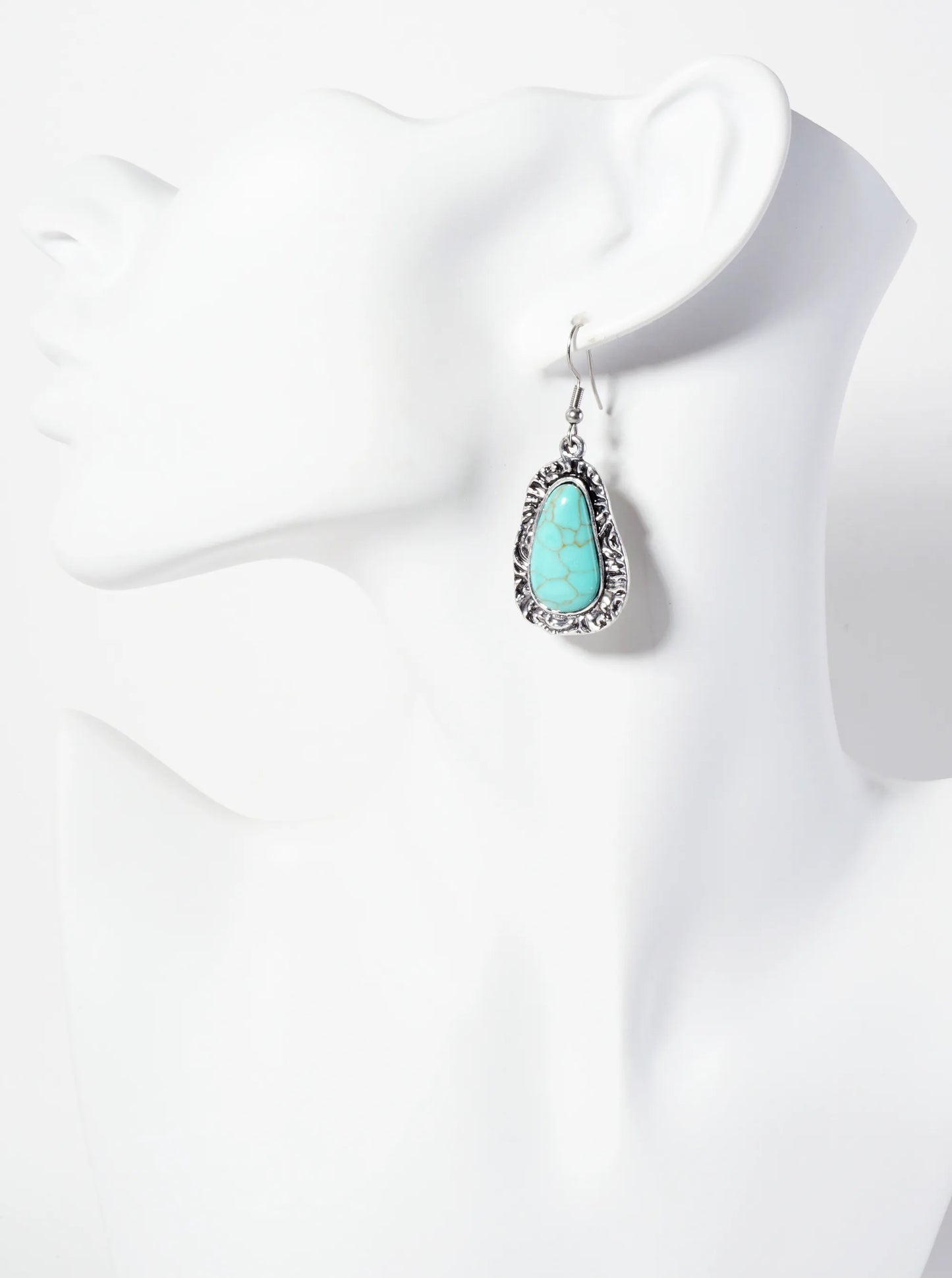 Textured Organic-Shaped Semi-Precious Natural-Stone Western Dangle Earrings