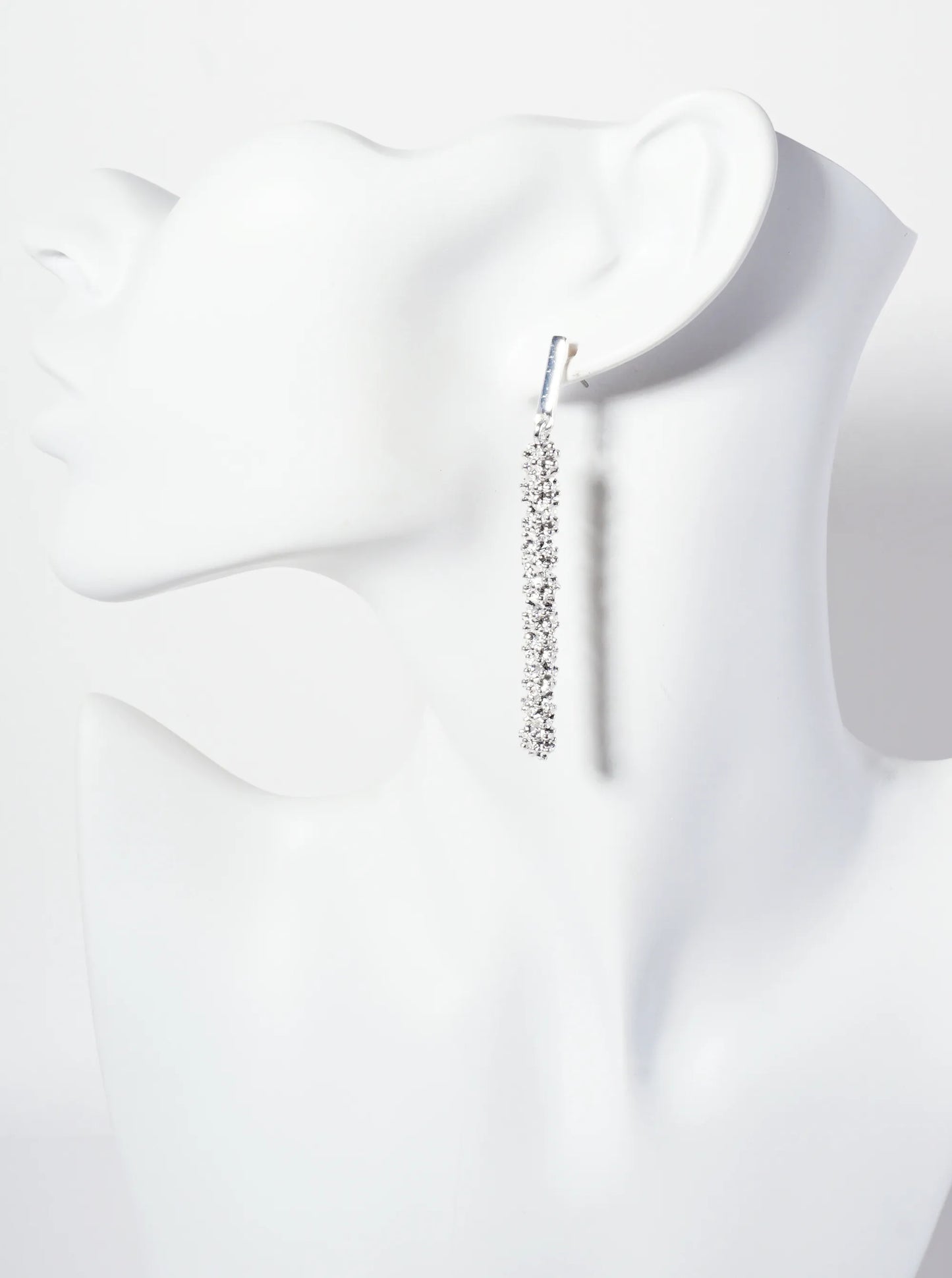 Textured Polished Metal Bar Drop Dangle Post Earrings