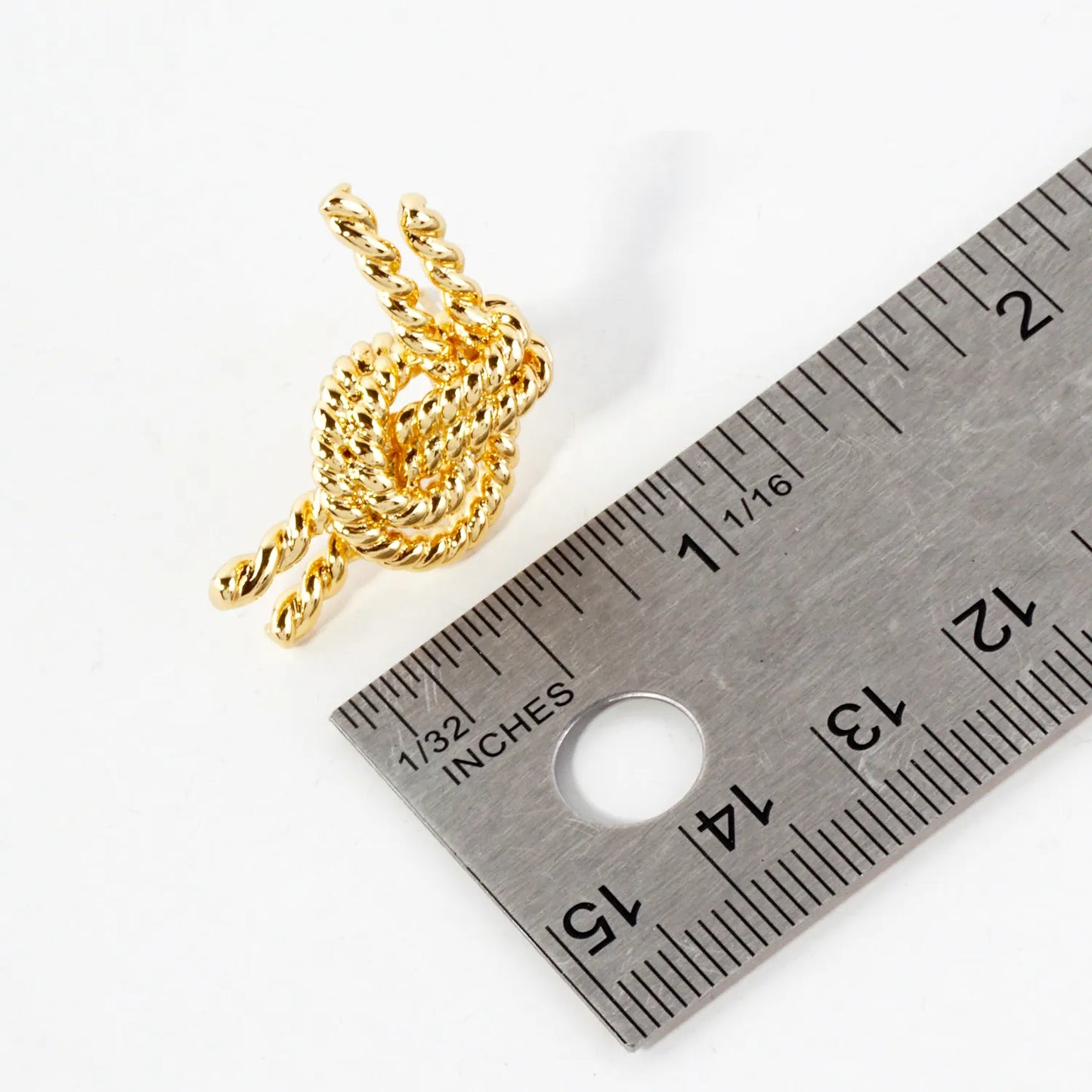 Textured Rope Knot Design 14K-Gold-Dipped Brass Stud Earrings