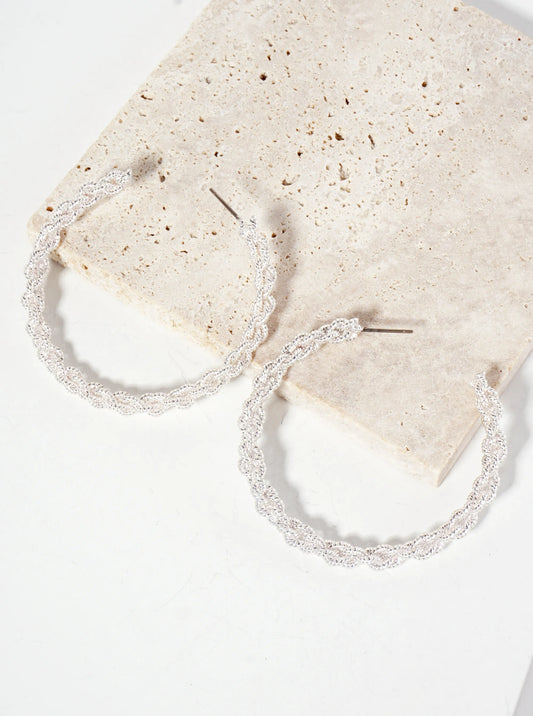 Textured Rope-Style Twisted 55mm Open Hoop Earrings