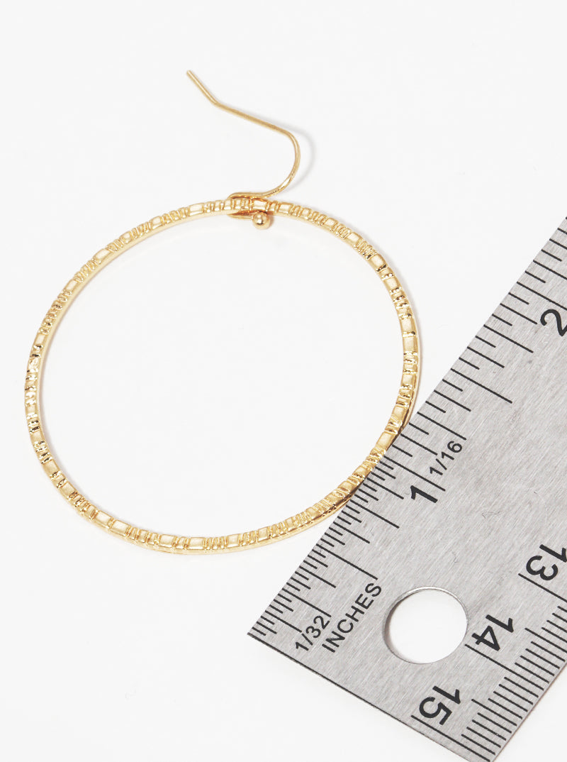 Textured Round Circle Drop Earrings