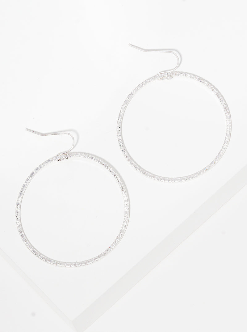Textured Round Circle Drop Earrings