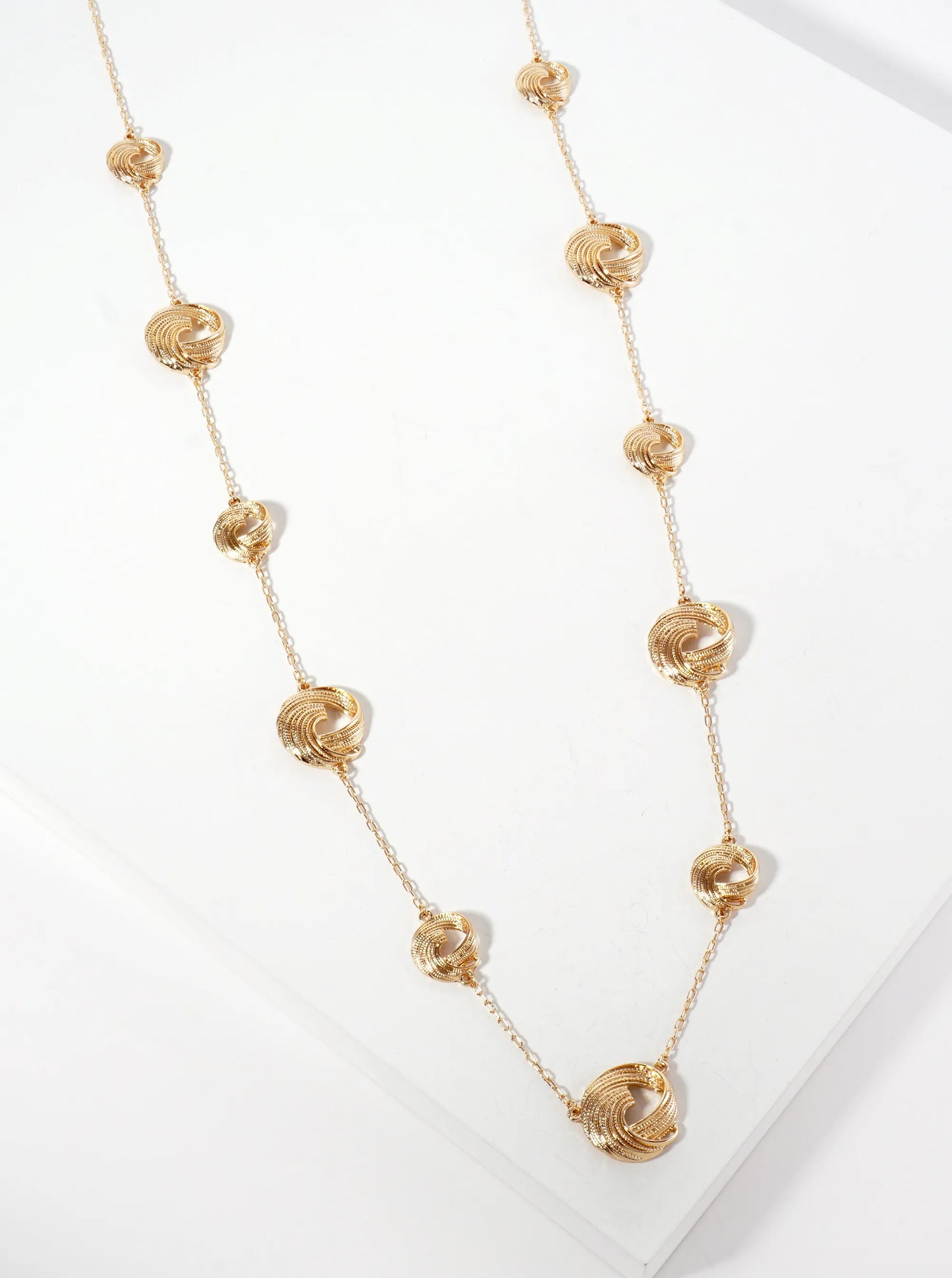 Textured Swirl 38-inch Long Station Necklace