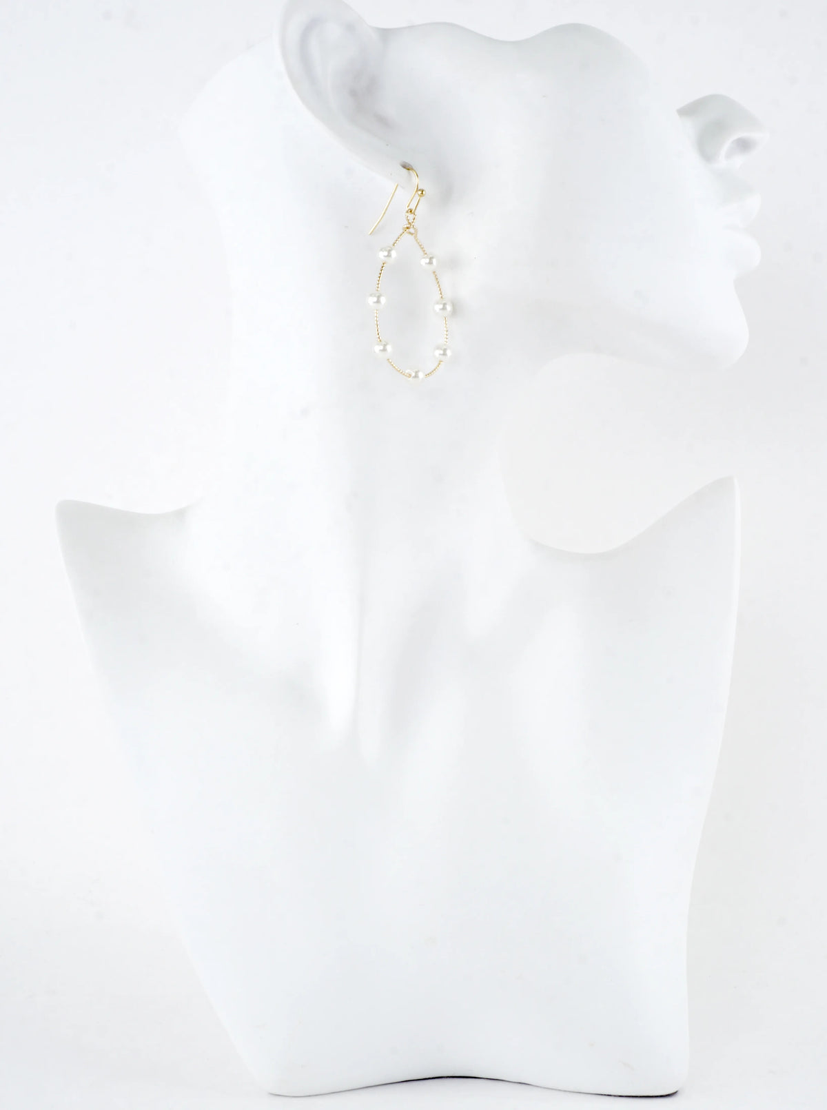 Textured Wire Station Pearl Drop Earrings
