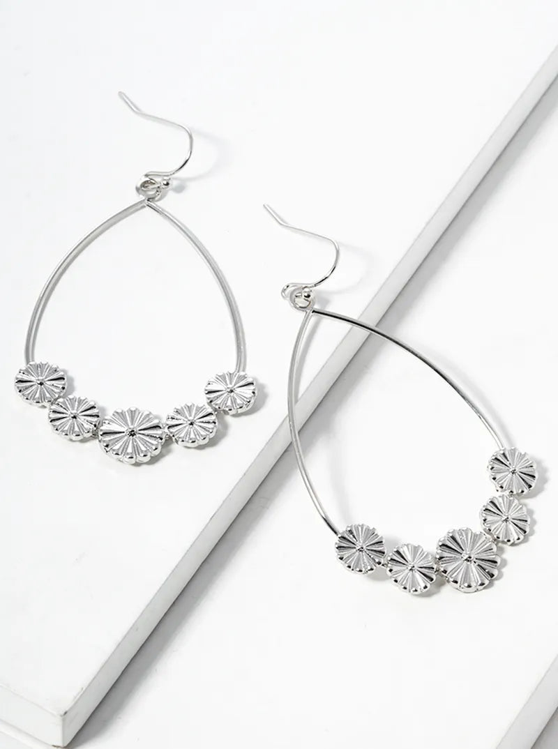 Textured Circles On Teardrop Dangle Earrings