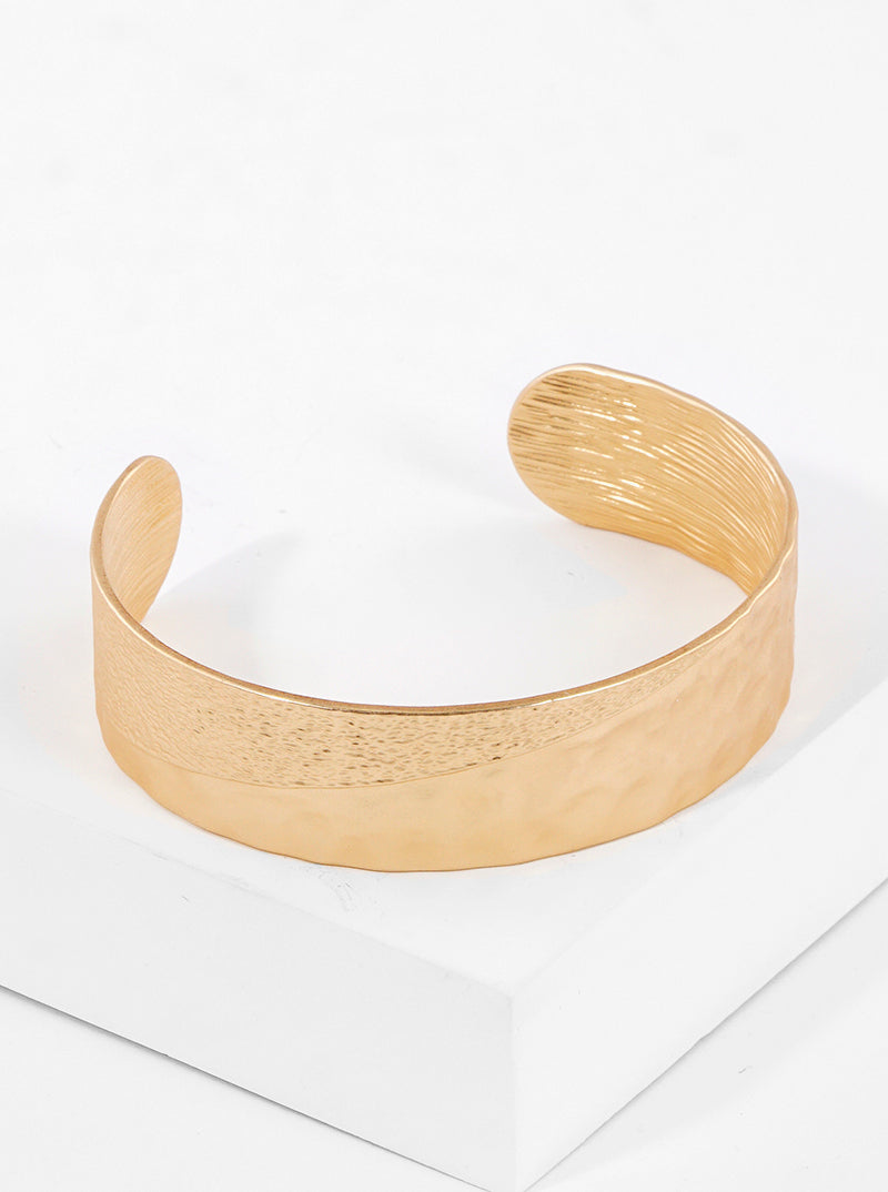 Textured Flat Metal Cuff Bracelet