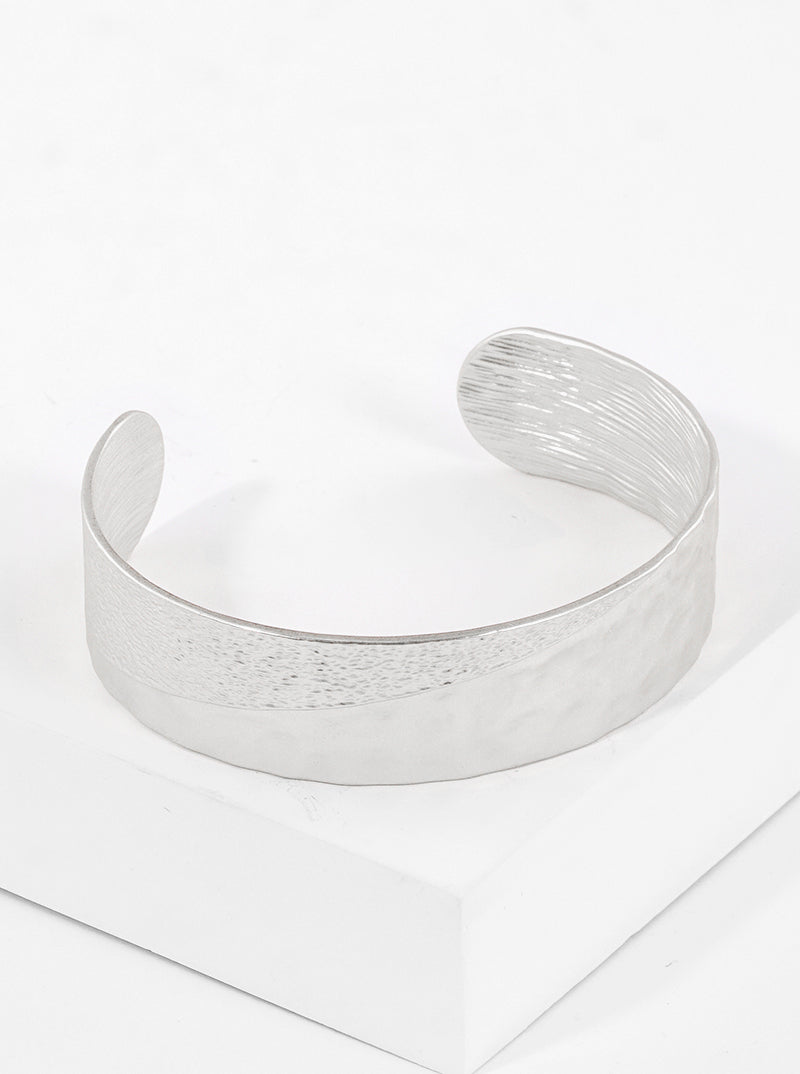 Textured Flat Metal Cuff Bracelet