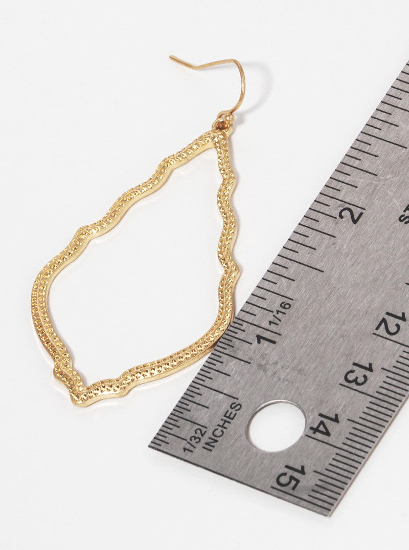 Textured Metal Moroccan Shape Dangle Drop Earrings