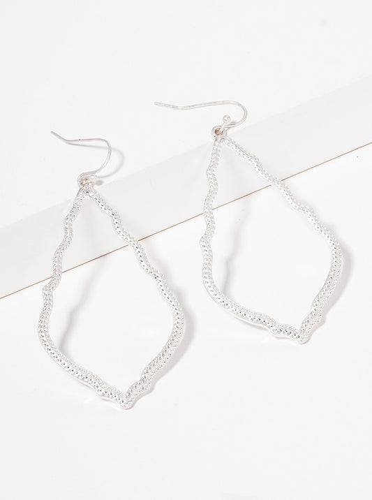 Textured Metal Moroccan Shape Dangle Drop Earrings