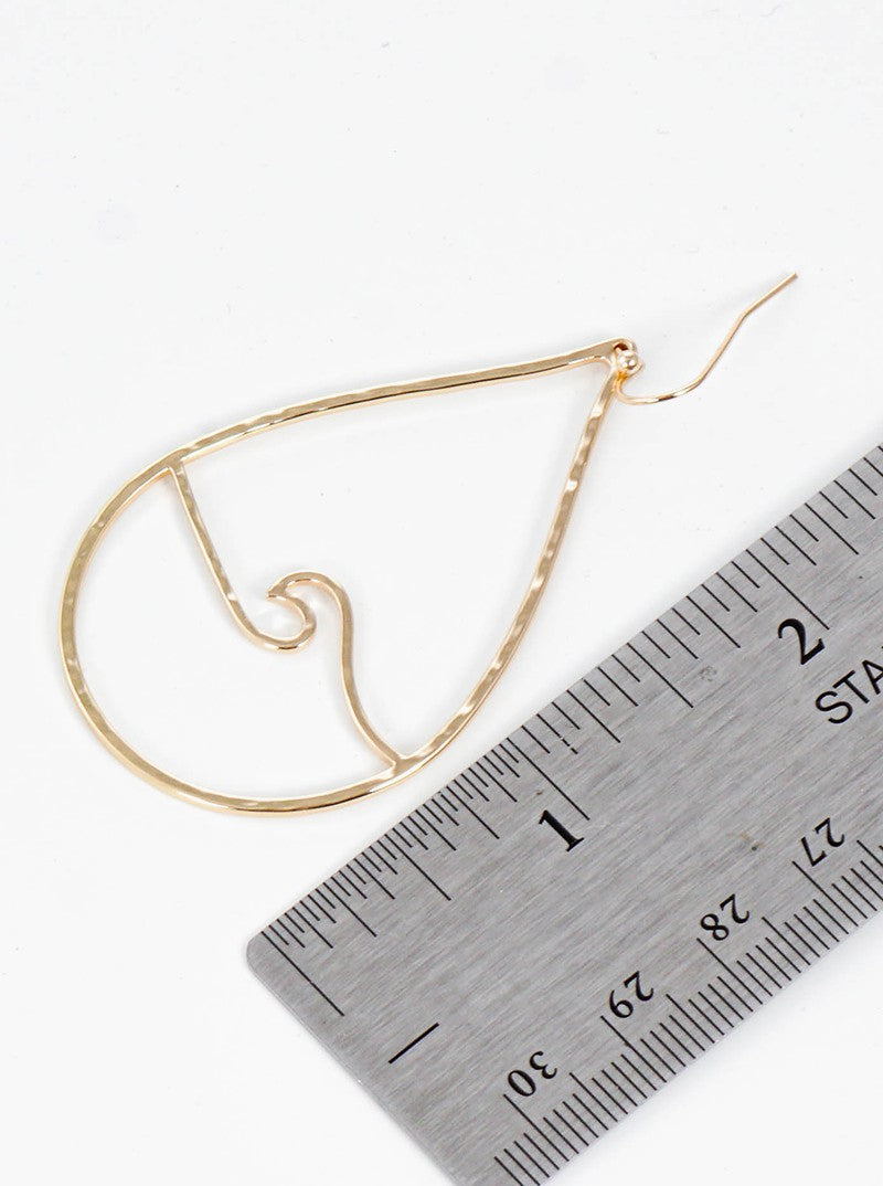 Textured Metal Ocean Wave Teardrop Dangle Drop Earrings