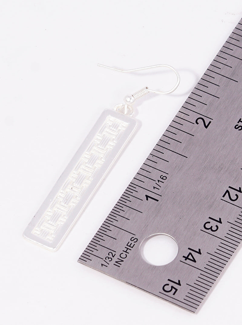 Textured Metal Rectangle Bar Dangle Drop Earrings