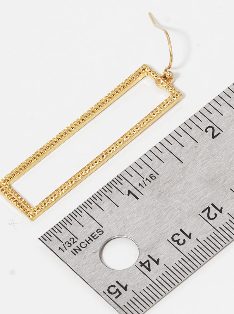 Textured Metal Rectangle Bar Dangle Drop Earrings