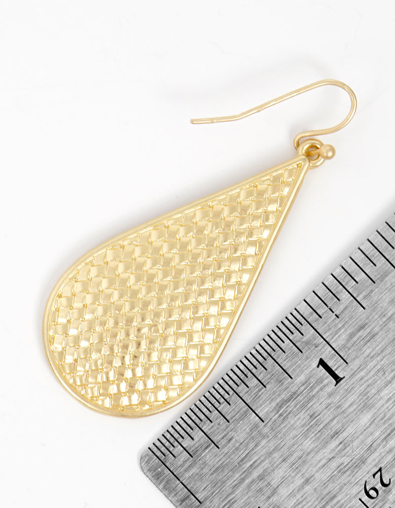 Textured Metal Teardrop Dangle Drop Earrings