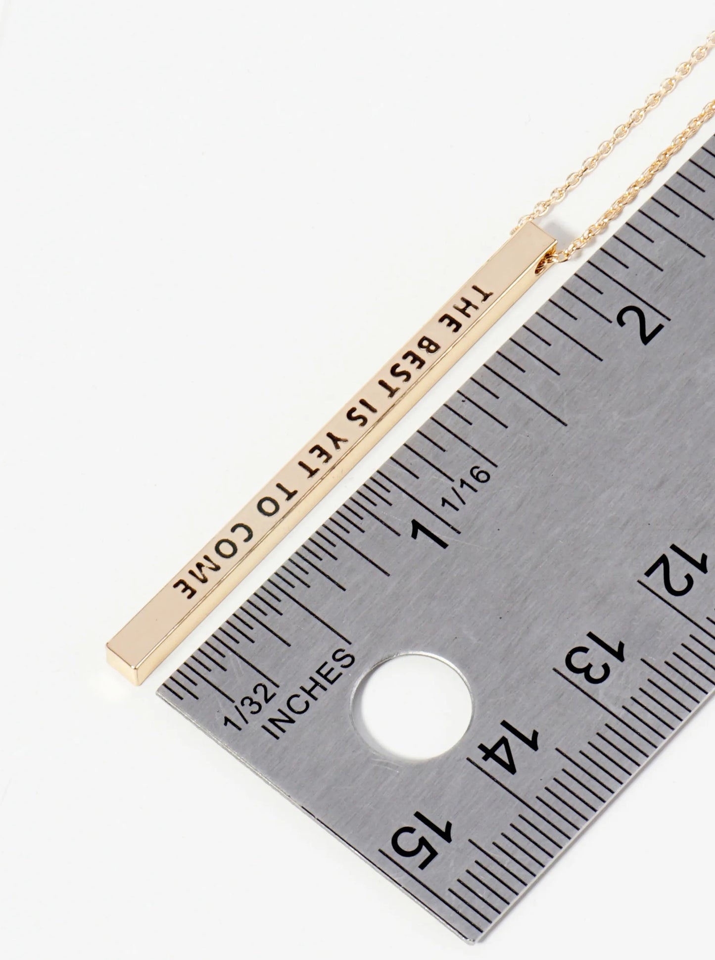 The Best Is Yet To Come Engraved Vertical Bar Pendant Inspirational Necklace