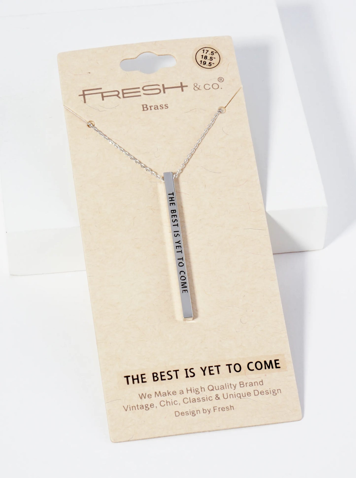 The Best Is Yet To Come Engraved Vertical Bar Pendant Inspirational Necklace