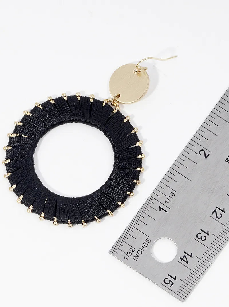 Thread Wrapped Circle Drop Dangle Earrings