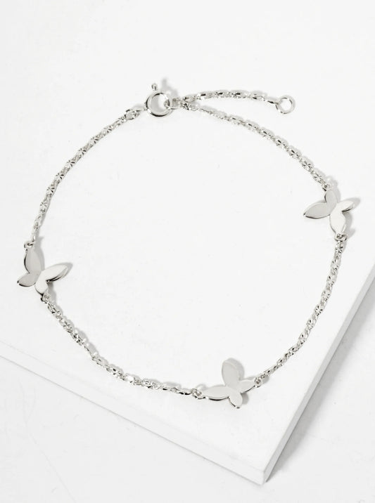 Three Butterfly 18K-Gold-Dipped Polished Brass Chain Bracelet