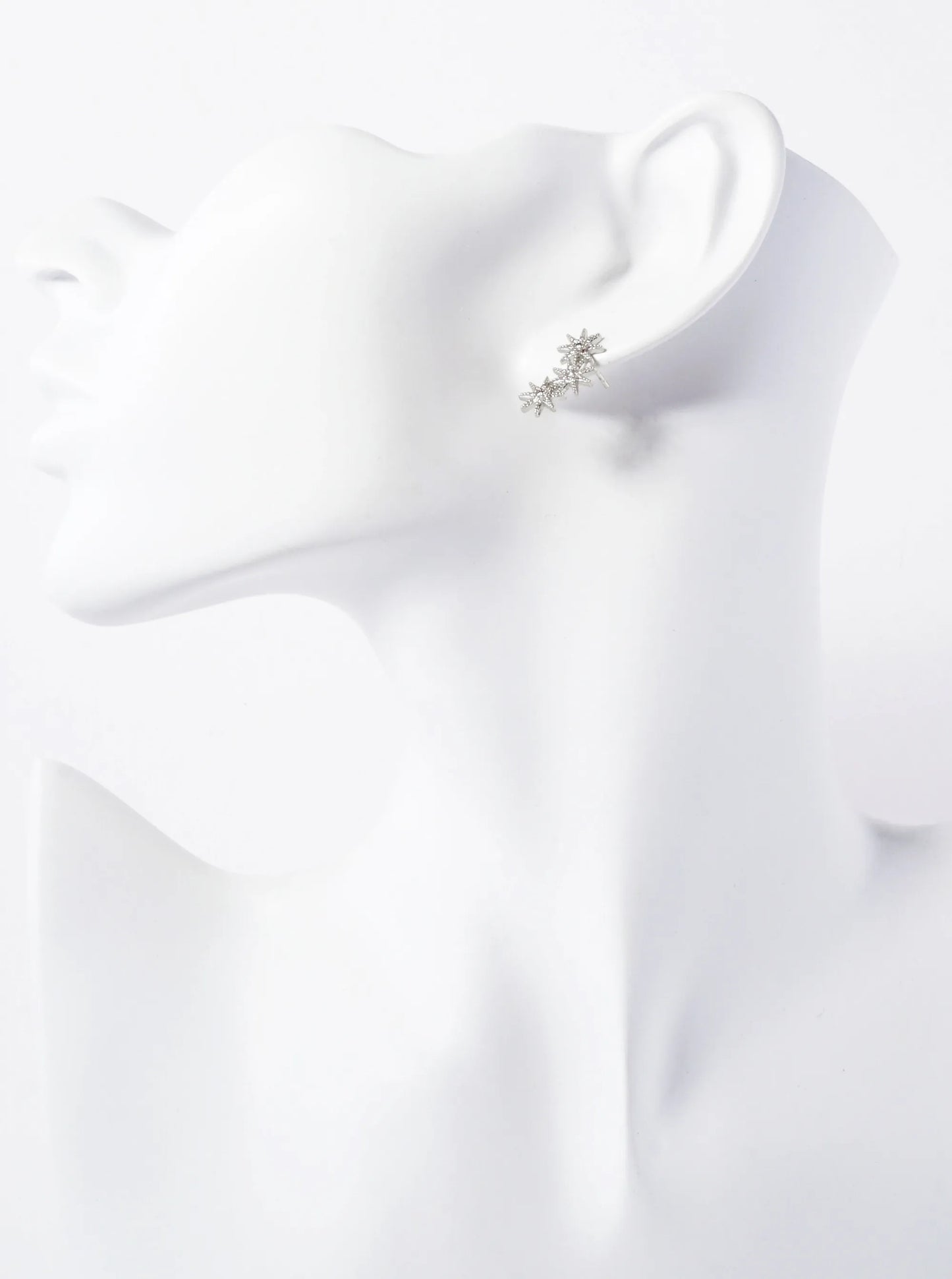 Three CZ Starlight Connected In-a-Curve 18K-Gold-Dipped Stud Earrings