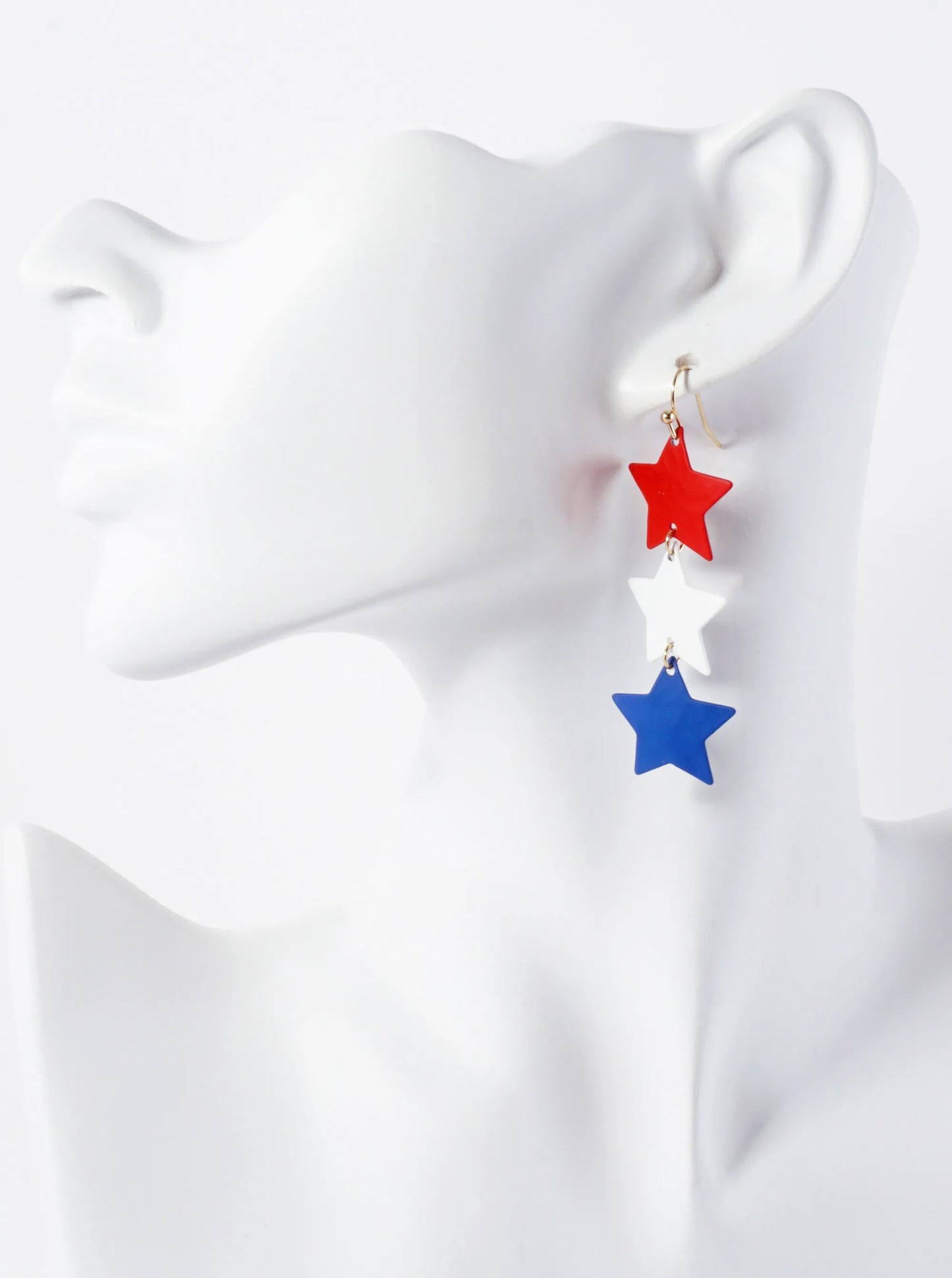 Three Hammered-Texture Star Drop Dangle Earrings