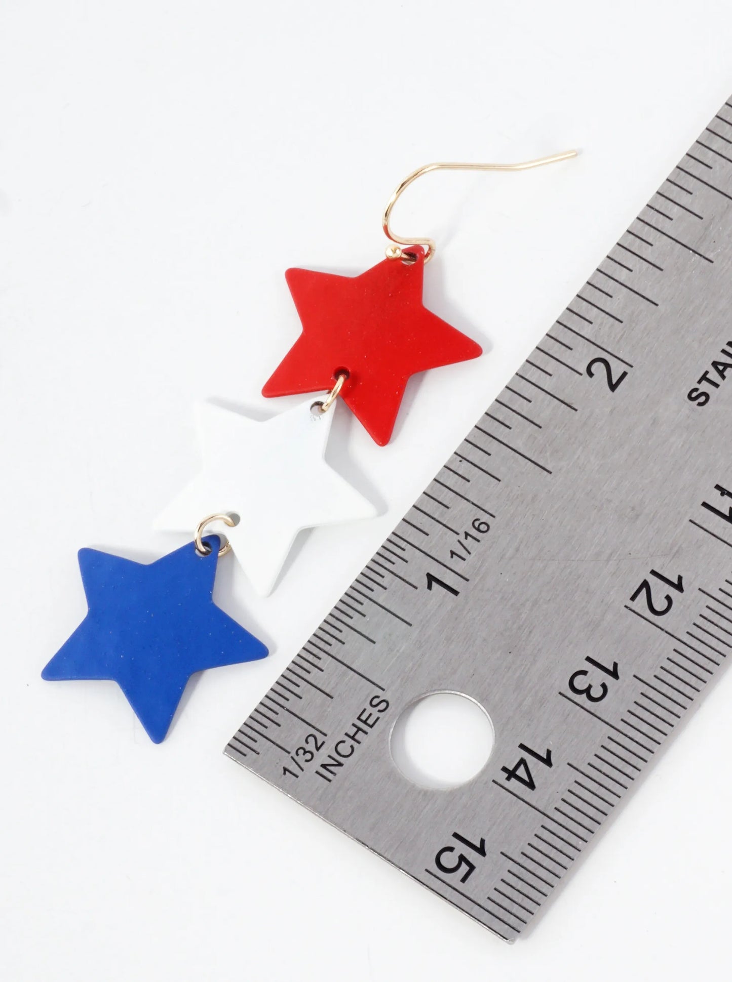 Three Hammered-Texture Star Drop Dangle Earrings