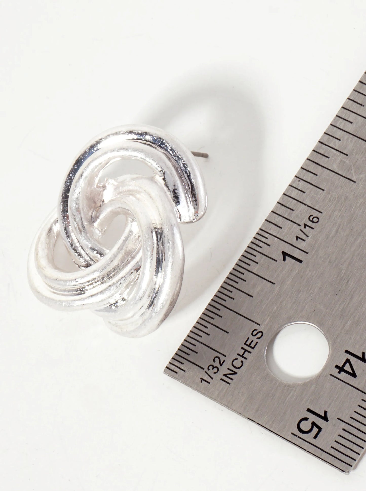 Three Interlocking C-Shaped Design Metal Post Earrings With-Titanium-Post