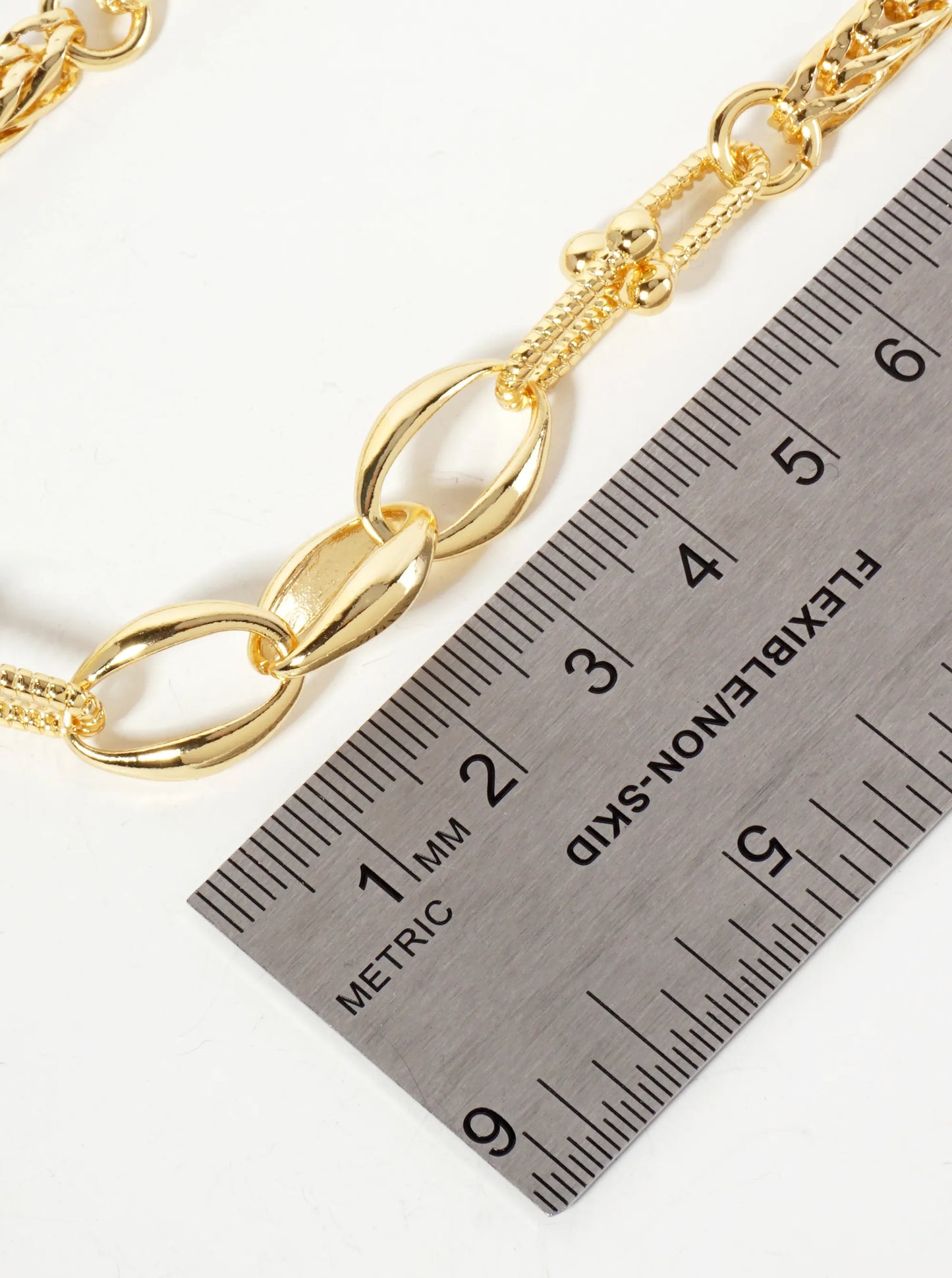Three Oval-Chain Accents 18K-Gold-Dipped 5mm Wheat-Chain HardWear-Chain Necklace