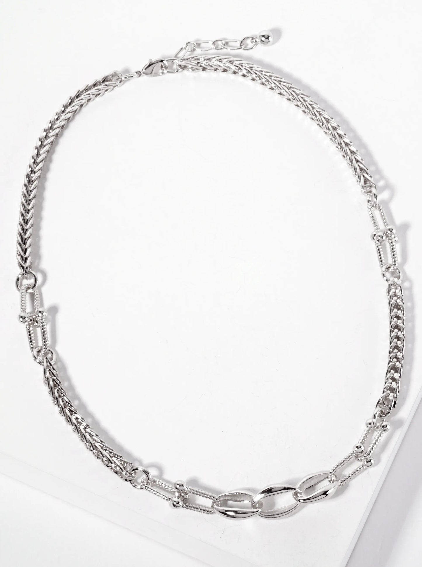 Three Oval-Chain Accents 18K-Gold-Dipped 5mm Wheat-Chain HardWear-Chain Necklace