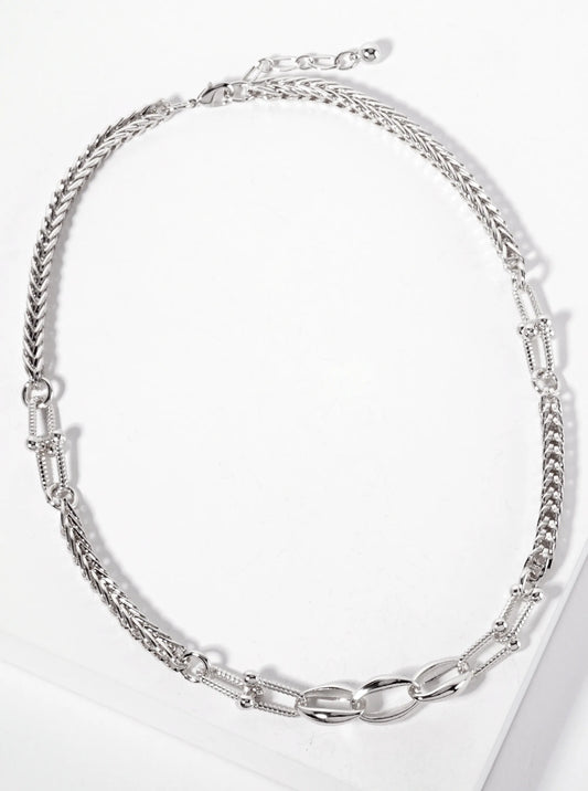 Three Oval-Chain Accents 18K-Gold-Dipped 5mm Wheat-Chain HardWear-Chain Necklace