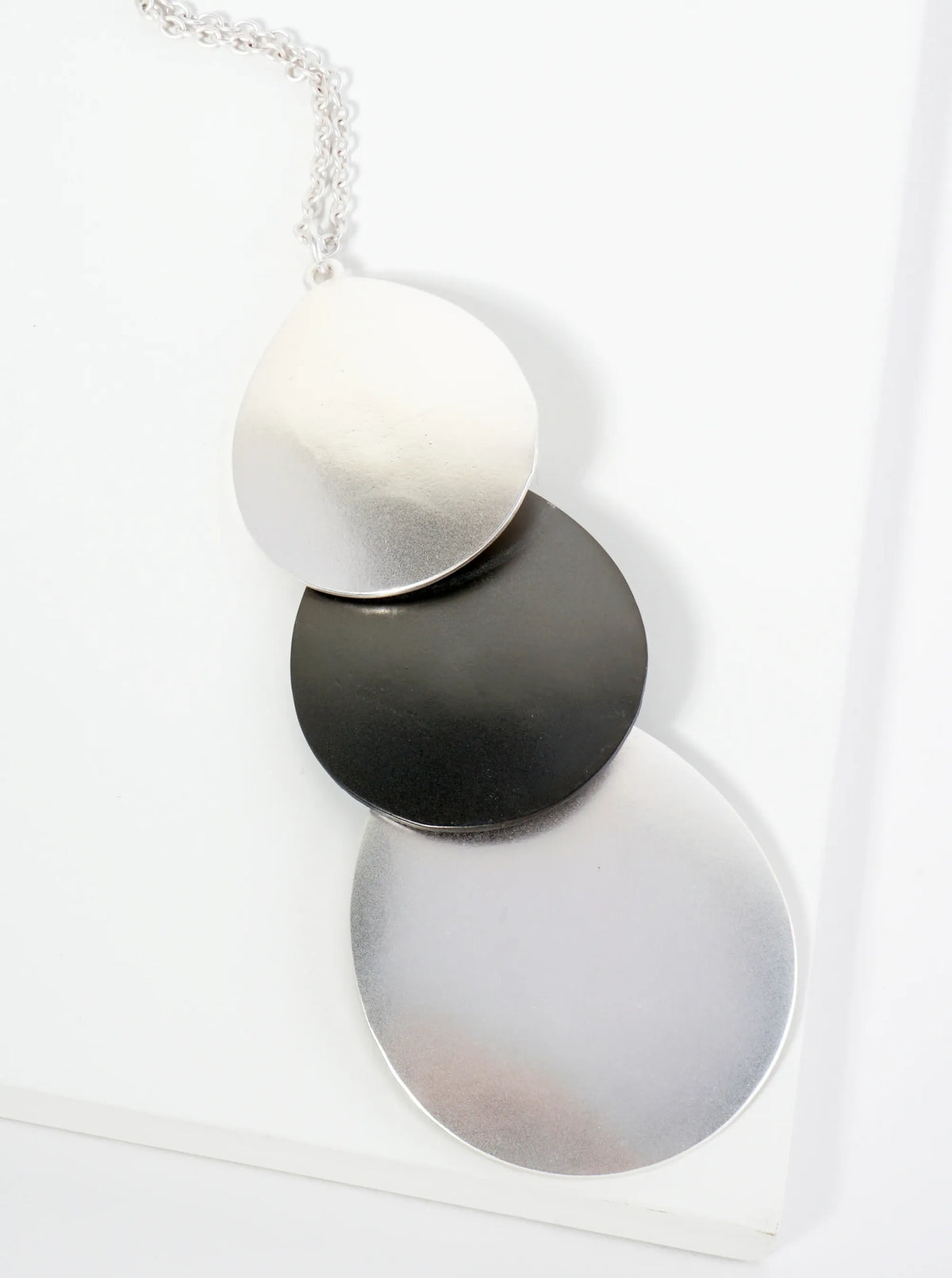 Three Overlapping Teardrop Pendant 32 Inch Long Necklace