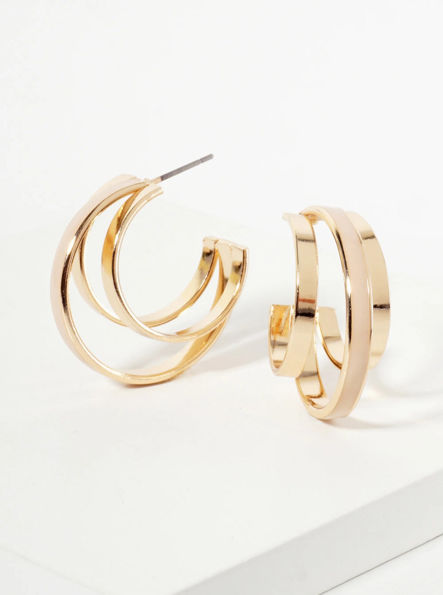 Three-Row Voluminous 28mm Enamel Hoop Earrings