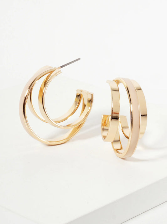 Three-Row Voluminous 28mm Enamel Hoop Earrings