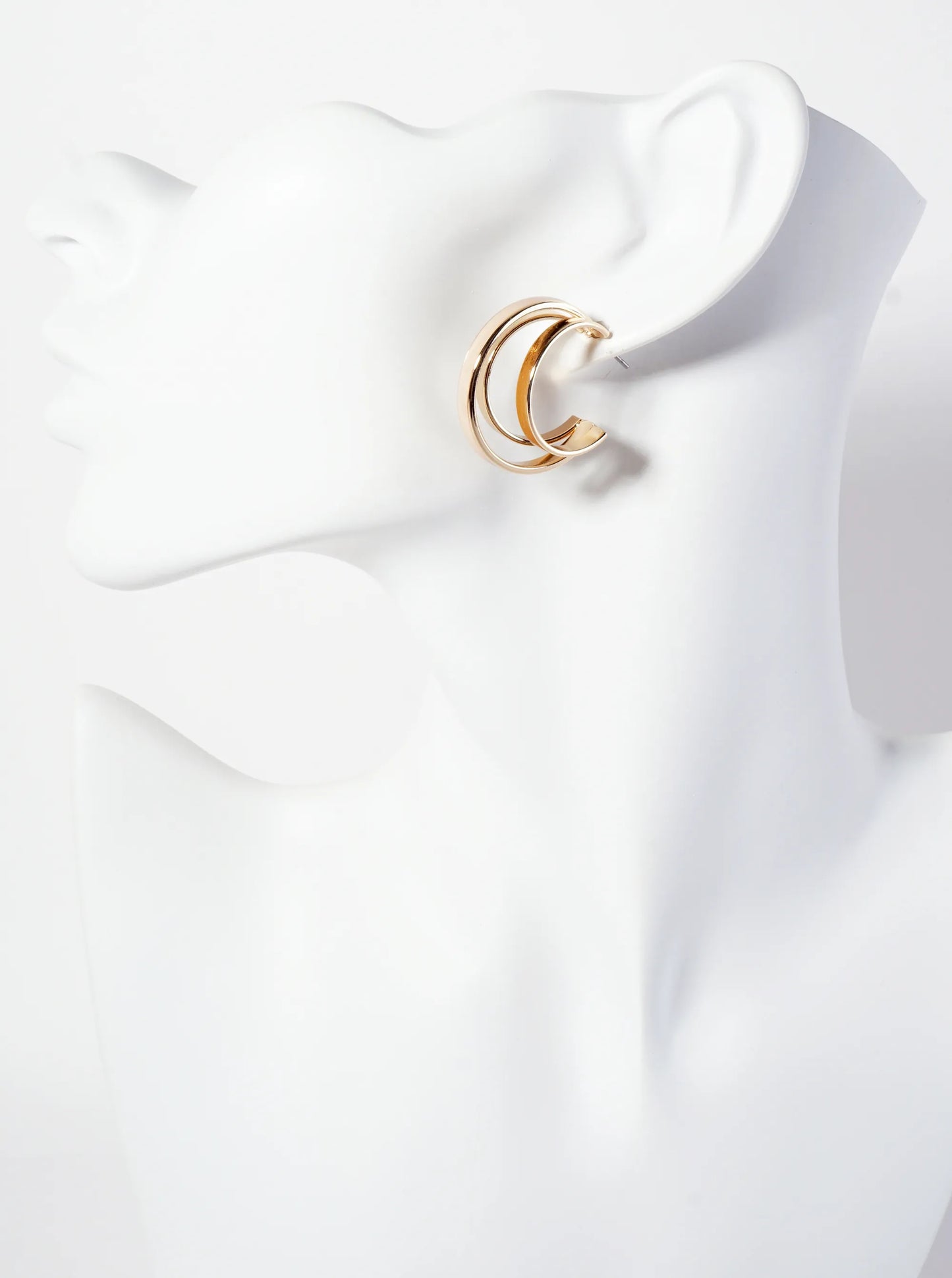 Three-Row Voluminous 28mm Enamel Hoop Earrings