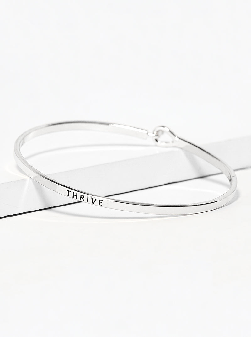 Thrive Engraved Inspirational Bangle Bracelet