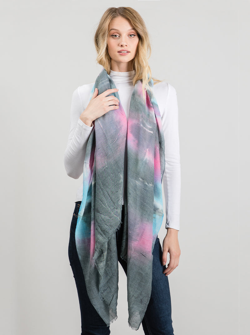 Tie Dye Oblong Acrylic Scarf