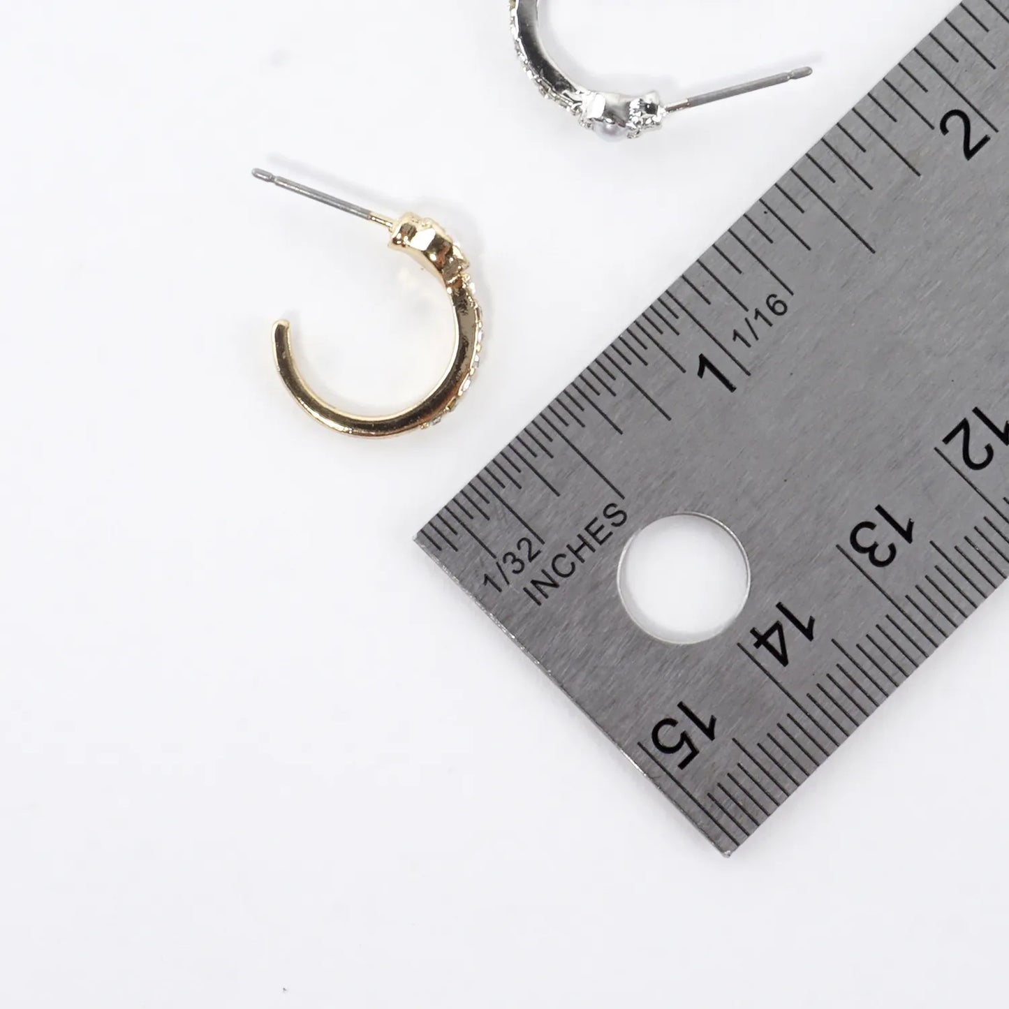 Tiny Crystal Pave Pearl Cabochon Hoop Earrings