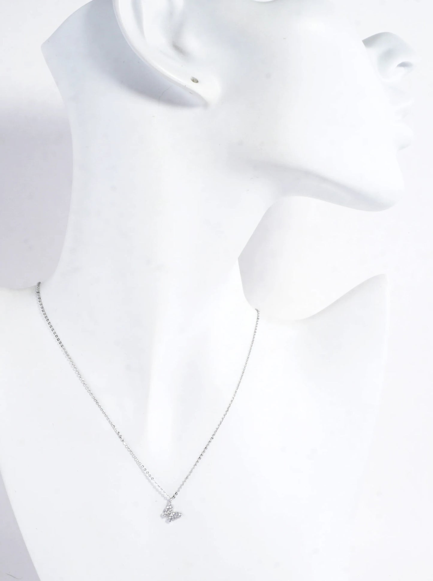 Tiny Cubic Zirconia Butterfly Pendant Necklace