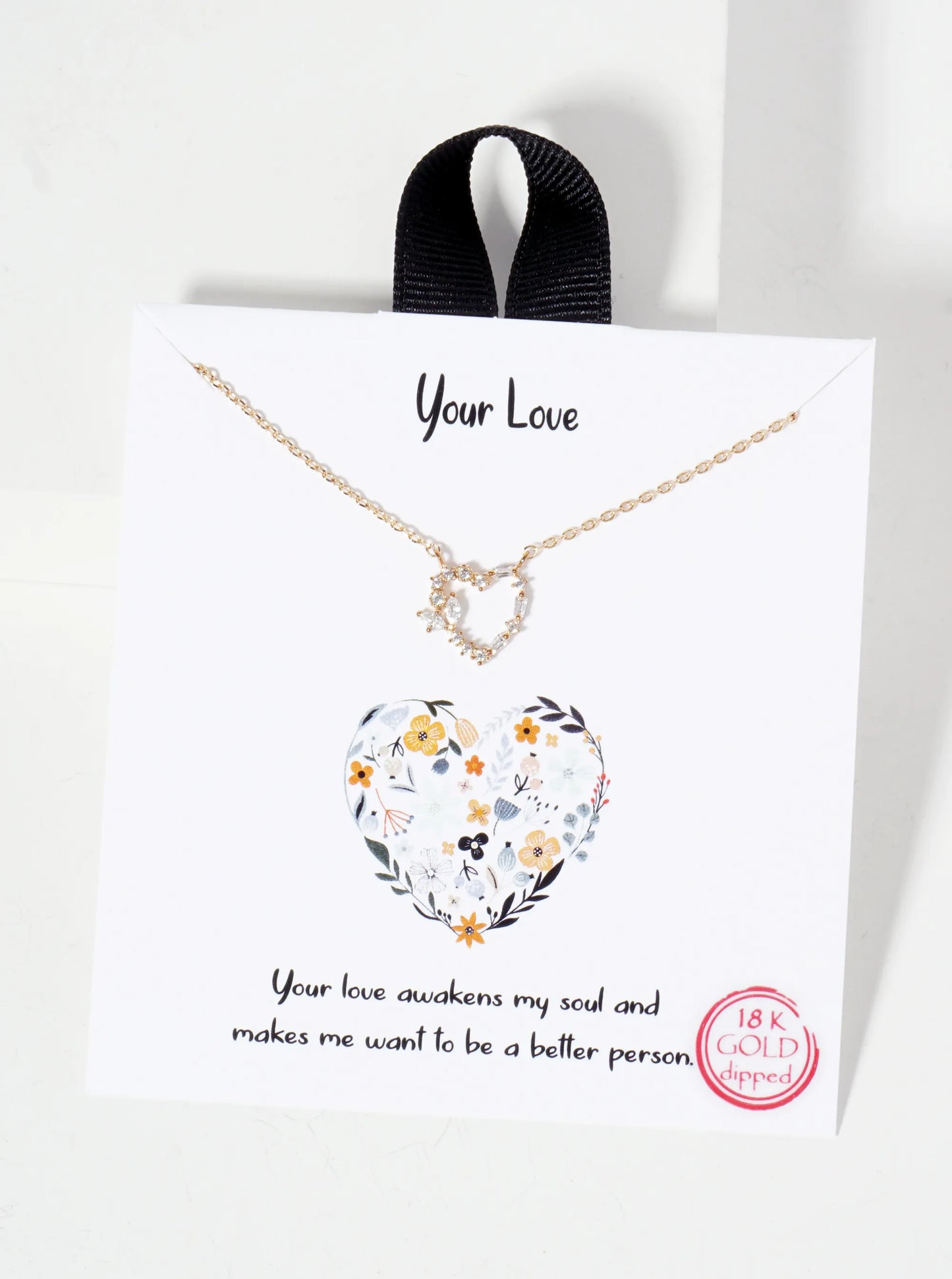 Tiny Cubic-Zirconia Cut-Out Heart Pendant 18K-Gold-Dipped Necklace