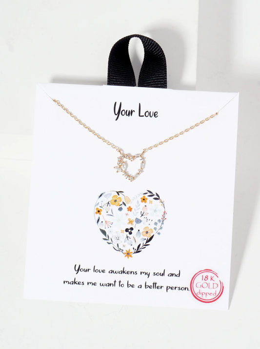 Tiny Cubic-Zirconia Cut-Out Heart Pendant 18K-Gold-Dipped Necklace