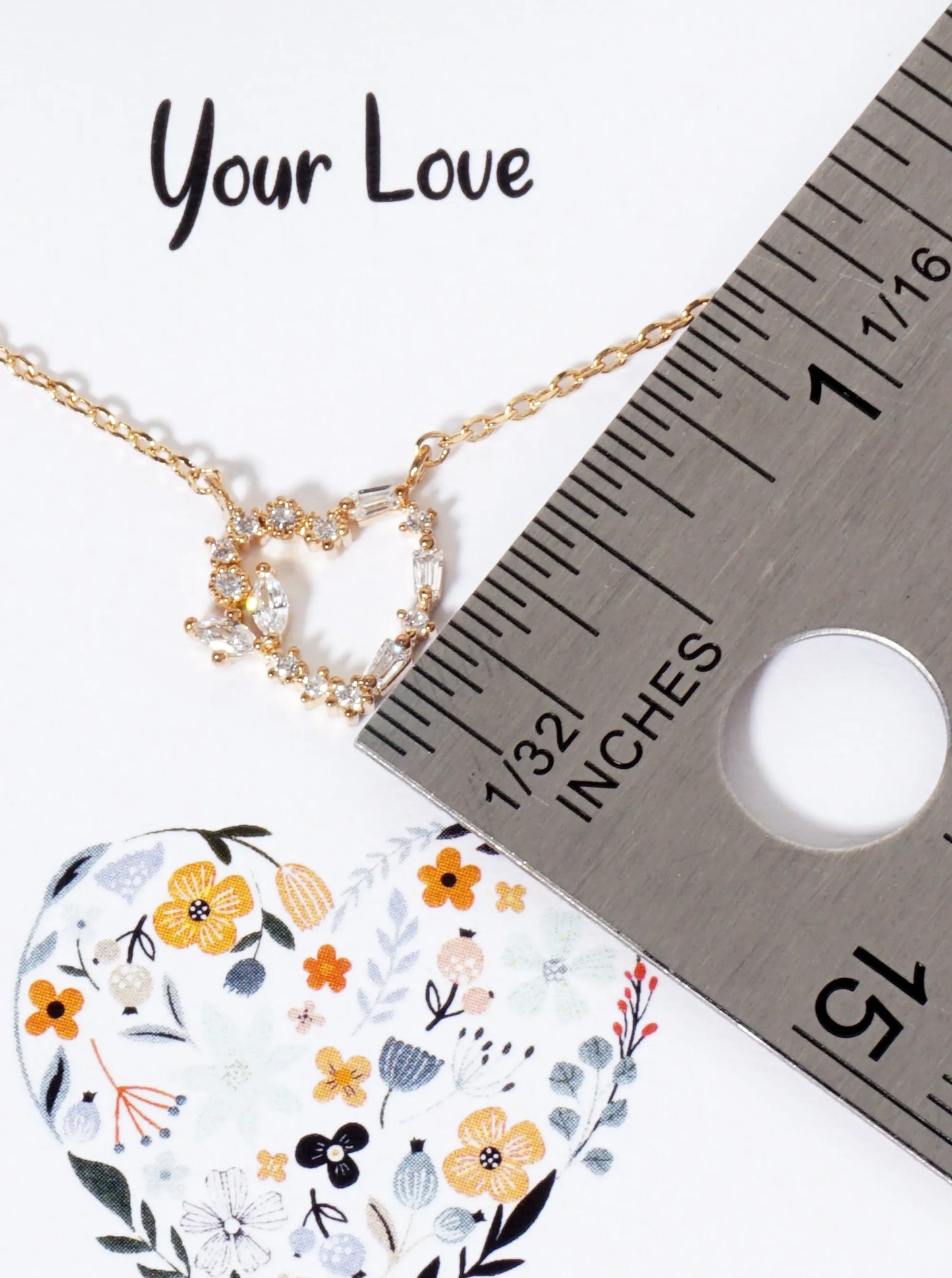 Tiny Cubic-Zirconia Cut-Out Heart Pendant 18K-Gold-Dipped Necklace
