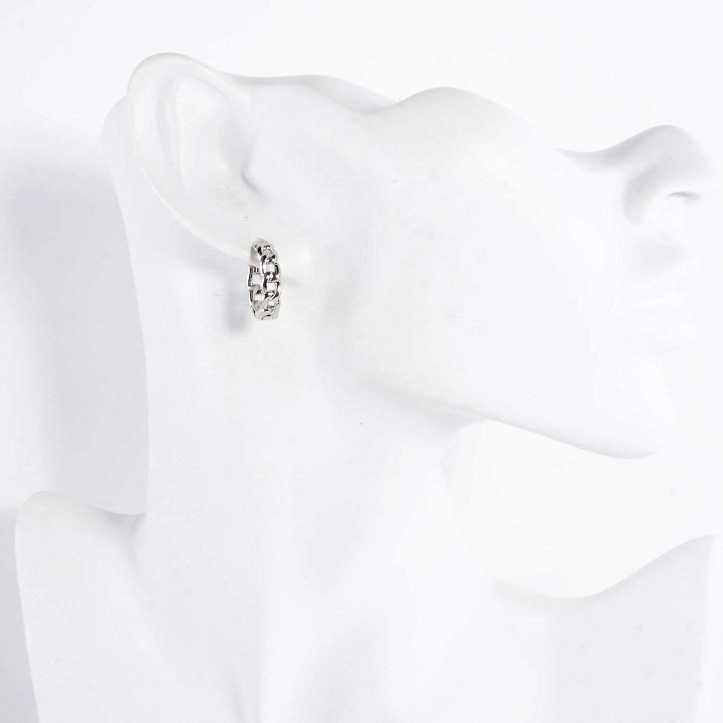 Tiny Curb Chain Texture Click Huggie Hoop Earrings